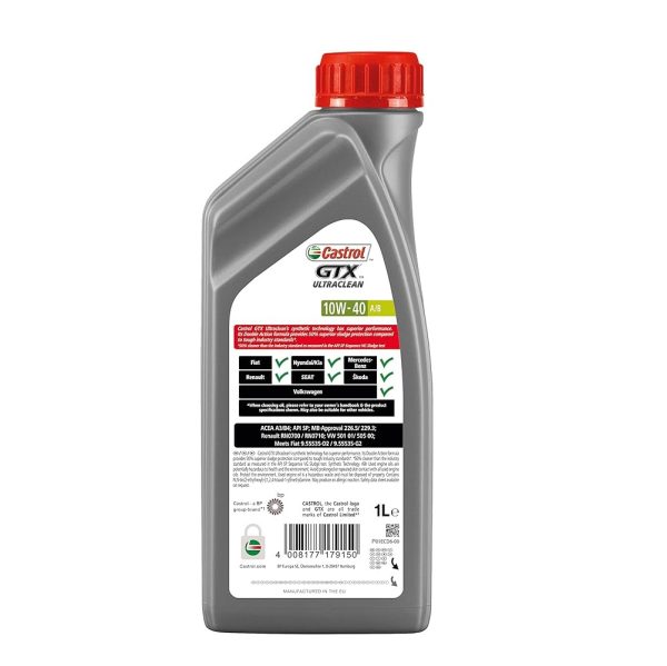 Huile moteur Castrol GTX 10W40 1L – Image 2