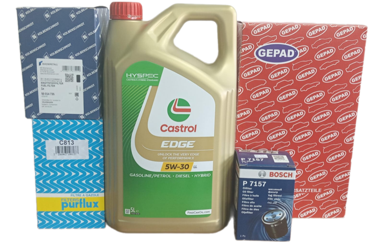 Pack Vidange Complet – Huile Castrol Edge 5W‑30 & Filtres  Pour Audi, Volkwagen, Seat et Skoda
